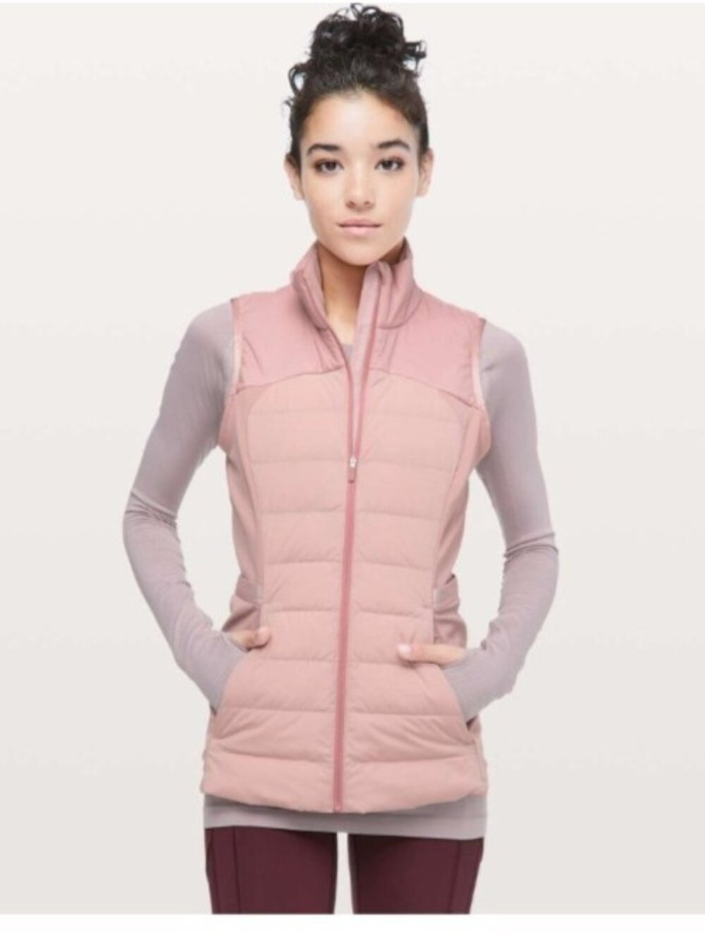 Lululemon Down For It All Vest 12 Misty Rose Goose Down Running Full Zip Pink